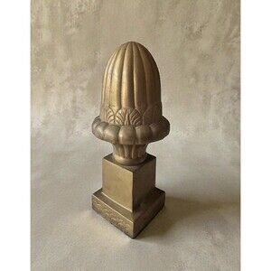 Vintage Brass Acorn Finial Statue - 8.5" MCM Regency Desktop Decor Paperweight